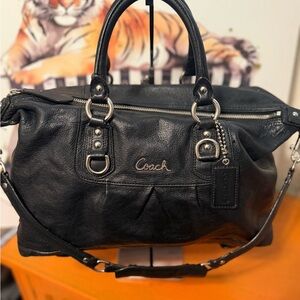 Coach Ashley Black Leather Satchel with shoulder strap